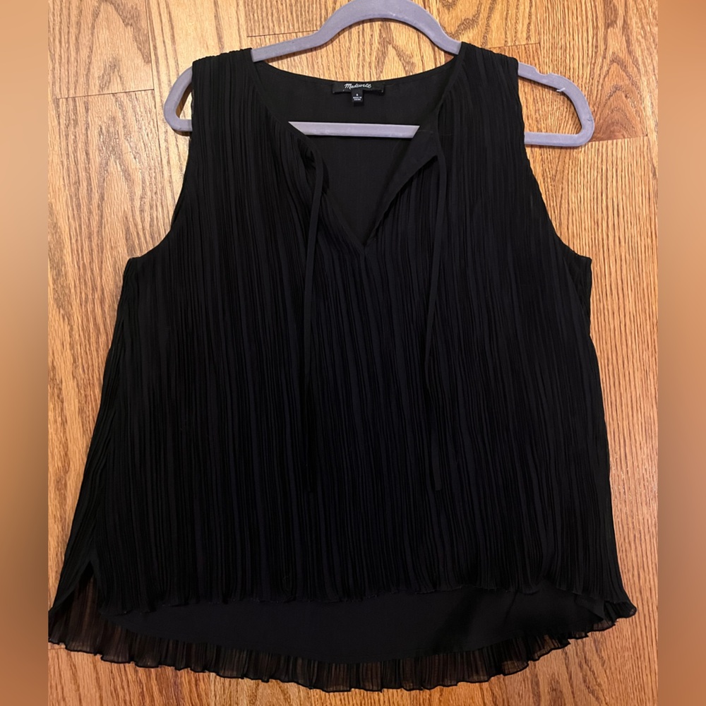 Madewell Pleated Tank Top Black Sz S